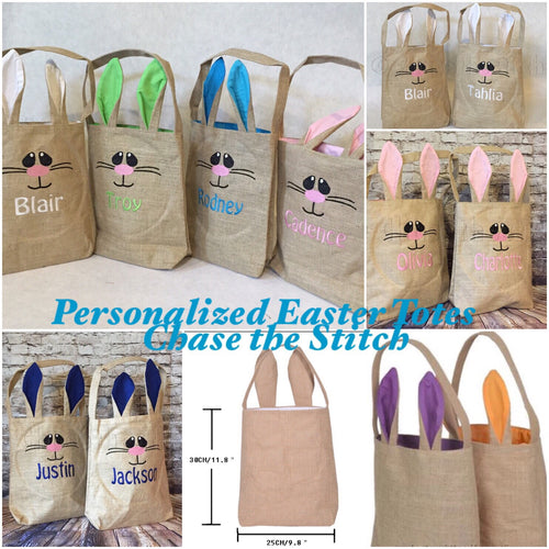 Easter Burlap Personalized Totes